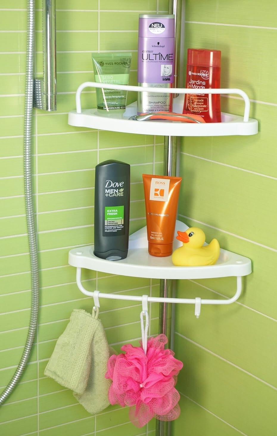 Estantería extensible de rincón para baño